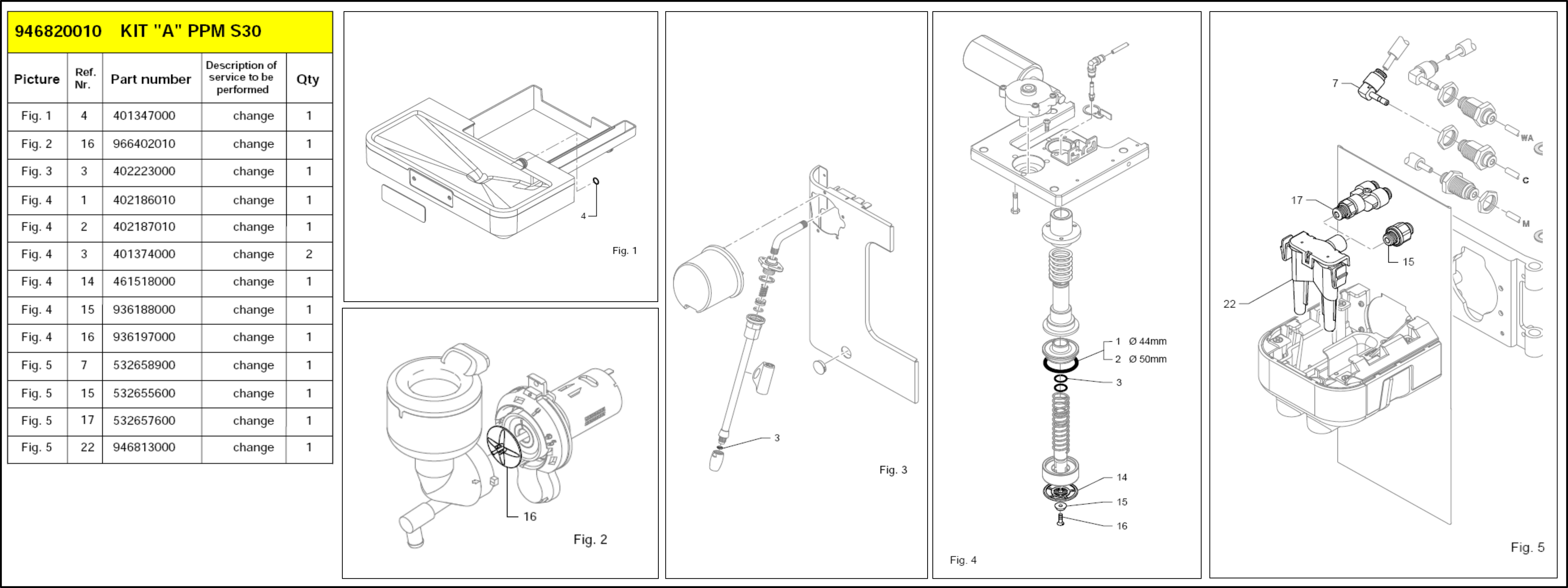 Parts Faema Service kits X30CP T/S